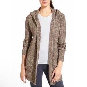 Athleta Mill Valley Hoodie Wrap Sweater Merino Wool Yak Hair Walnut Size Medium